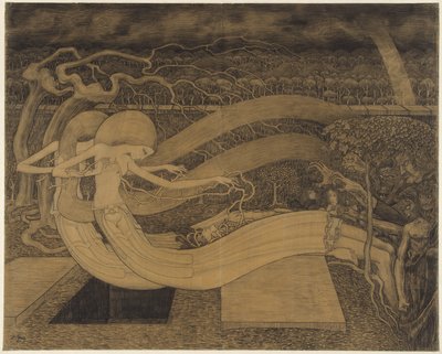 O Grav, hvor er din Sejr? To kvinder ved siden af ​​en mand og en åben grav O Grav, hvor er din sejr af Jan Toorop
