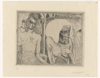 Gammel kvinde omgivet af unge kvinder Kvindens ungdom og alder (original titel) af Jan Toorop