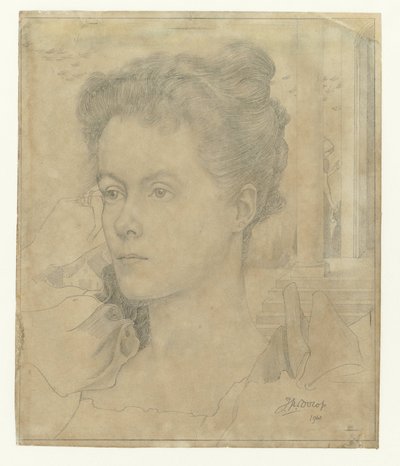 Portræt af Jan Toorops kone Annie Hall eller hendes søster Janet Hall af Jan Toorop