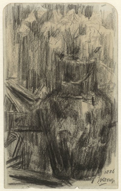 Vase med blomster i interiør af Jan Toorop