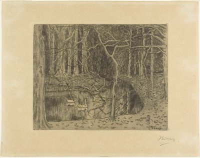 Skovområde med dam og svaner af Jan Toorop