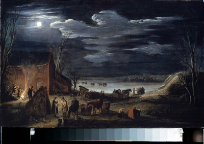 Vinter (Vinter). Maleri af Jan II van de Velde (1593-1641). Olie på træ, 30 x 44,5 cm. flamsk kunst, barokkunst. Eremitagemuseet, Sankt Petersborg. af Jan Van de II Velde