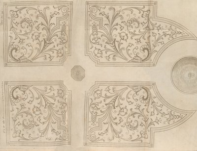 Design til et springvand og fire firkantede parterre til en lysthave, 1651 af Jan Van de Velde