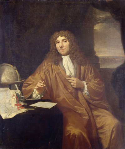 Portræt af Anthonie van Leeuwenhoek, naturfilosof og zoolog i Delft af Jan Verkolje (I)