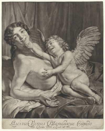 Venus og Amor Lustful Venus og Gentle Cupid (titel på objekt) af Jan Verkolje (I)