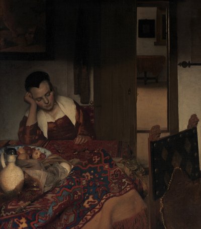 En stuepige i søvn, ca. 1656-57. af Johannes Vermeer