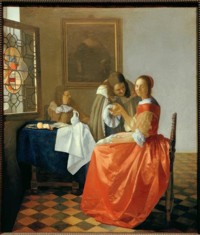 Pigen med vinglaset af Jan Vermeer van Delft