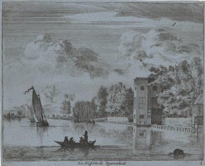 Udsigt over gården Savenhout i Haarlem Hofstede Sparenhout (titel på objekt) Landskaber i Haarlem-området (serietitel) Gesigten udenfor Haarlem, Udført af. J.V.V. (serietitel på objekt) af Jan Vincentsz. van der Vinne