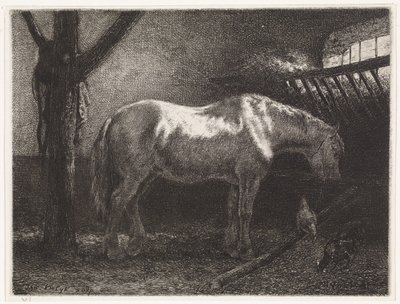 Hest i stald af Johannes Martinus Vrolijk