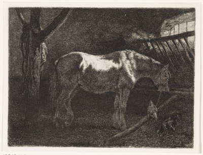 Hest i stald af Johannes Martinus Vrolijk