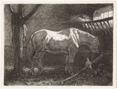 Hest i stald af Johannes Martinus Vrolijk
