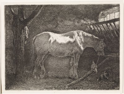 Hest i stald af Johannes Martinus Vrolijk