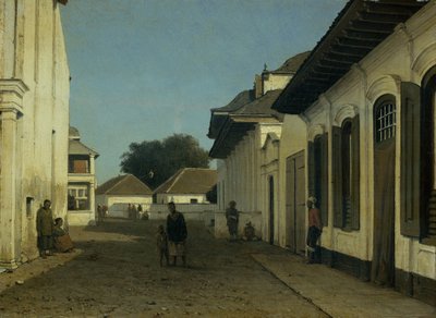 En gade i den gamle del af Batavia af Jan Weissenbruch (attributed to)