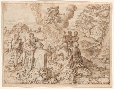 Noahs offer, planche IX fra Menneskets skabelse og tidlige historie af Jan Wierix