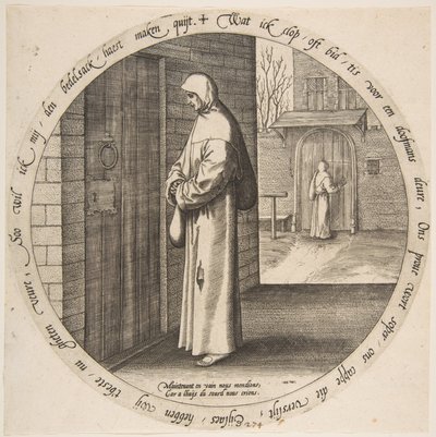 Man tigger forgæves ved de døves dør, fra tolv flamske ordsprog, ca. 1568. af Jan Wierix