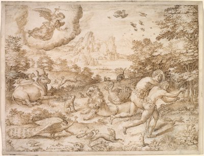 Uddrivelsen fra paradis, ca. 1606. af Jan Wierix