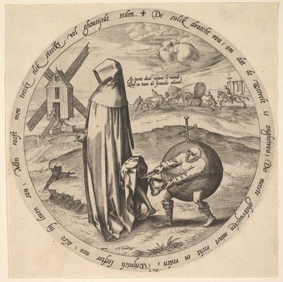 Misantropen plyndret af verden, fra tolv flamske ordsprog, ca. 1568. af Jan Wierix