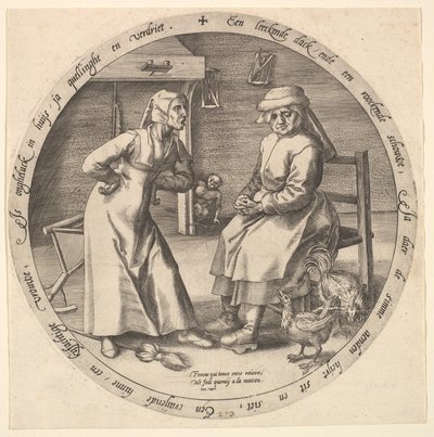 Den skældende kvinde og den kaglende høne, ca. 1568. af Jan Wierix