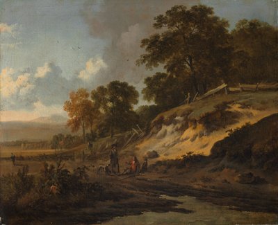 Landskab med jægere, ca. 1660-80 (olie på lærred) af Jan Wijnants