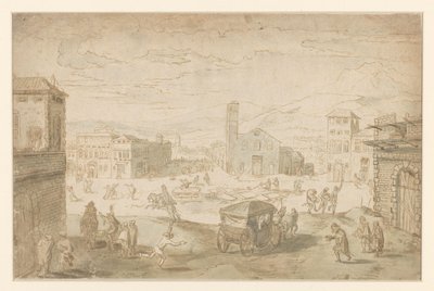 Februar måned: Fastelavnsscene på en italiensk plads af Jan Wildens