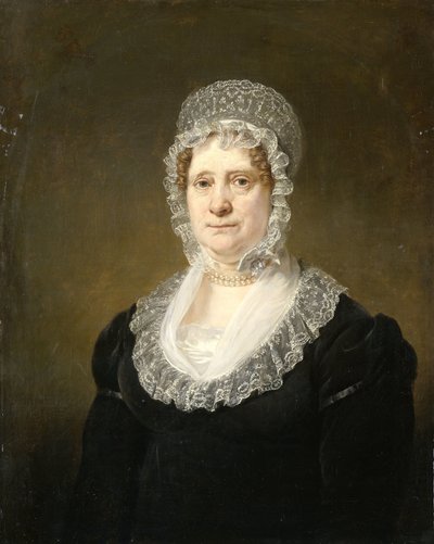 Portræt af Sara de Haan, enke efter Amsterdam Underwriter Cornelis Hartsen af Jan Willem Pieneman
