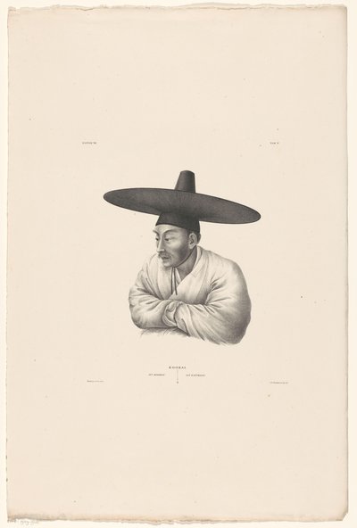 Portræt af en koreansk købmand Koorai / En købmand / Ein Kaufmann (titel på objekt) af Jan Willem Vlaanderen