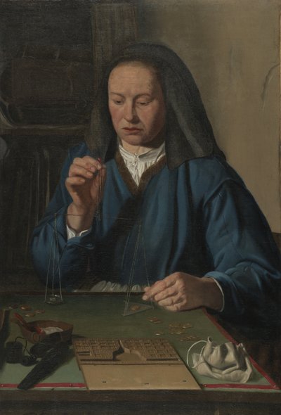 Kvinde vejer guld, c.1630 af Jan Woutersz.