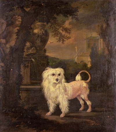 En Lowchen ved et springvand af Jan Wyck