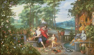 Flora og nymfer i en have af Jan and Balen, Hendrik van Brueghel
