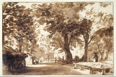 The Vigorbros and the Platz on the Haynus (kridt, pen & blæk med vask på papir) af Jan de Bisschop