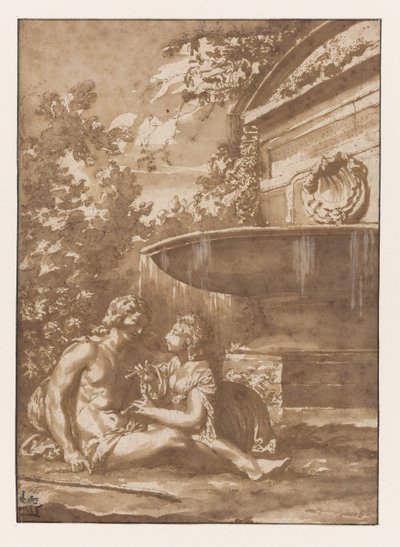 Idyll ved et springvand af Jan de Bisschop