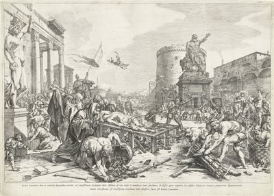 Martelaarschap van heilige Lawrence Salige Lawrence mens (...) er Rom Lawrence (titel på objekt) af Jan de Bisschop