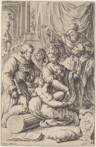 Hellig familie med hellige af Jan de Bisschop, after Giorgio Vasari