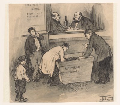 Før Restaurant Royal - Haag, februar 1896 (titel på objekt) af Jan de Waardt (signed by artist)