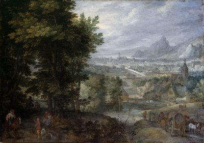 Et skovklædt landskab af Jan the Elder Brueghel