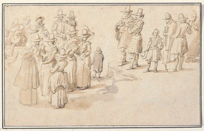 Et elegant firma, der drikker kildevand af Jan the Elder Brueghel