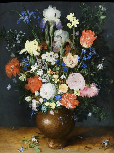 Buket i en lervase, ca. 1609 (olie på træ) af Jan the Elder Brueghel