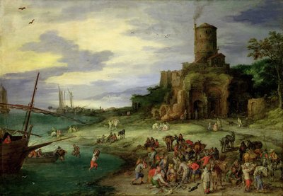 Fiskere ved kysten af Jan the Elder Brueghel