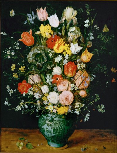 Blomster i en blå vase (maleri på egetræ) af Jan the Elder Brueghel
