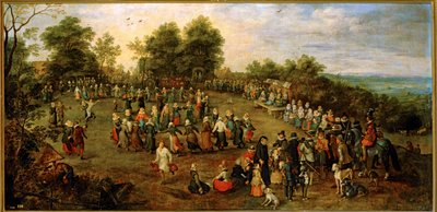 Folkedans foran ærkehertugerne ... (maleri på lærred) af Jan the Elder Brueghel