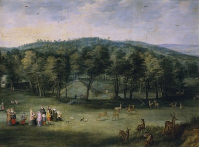 Infanta Isabella Clara Eugenia fra Spanien i Parc de Mariemont, første tredjedel af det 17. årh. af Jan the Elder Brueghel