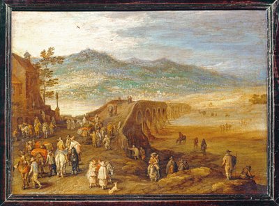Le Pont de Talavera - Broen i Talavera ... af Jan the Elder Brueghel