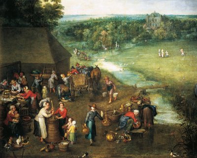 Liv på landet, detalje (maleri) af Jan the Elder Brueghel