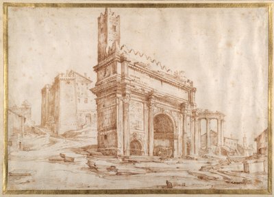 Buen af Septimus Severus, Rom (pen og blæk på papir) af Jan the Elder Brueghel