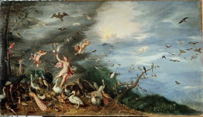 De fire elementer: allegori af luft (olie på panel af Jan the Elder Brueghel