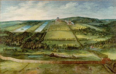 Udsigt over Chateau de Mariemont, Belgien (olie på lærred) af Jan the Elder Brueghel