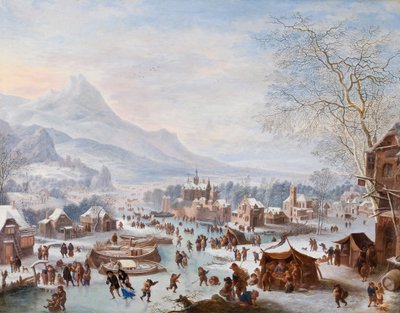 Vinterscene med skatere (olie på kobber) af Jan the Elder Griffier