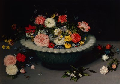 Blomsterstilleben (olie på panel) af Jan the Younger Brueghel