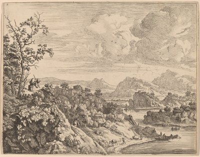 Udsigt over floden Rhinen af Jan van Aken after Herman Saftleven