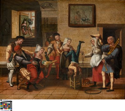 Pub scene (olie på træ) af Jan van Amstel